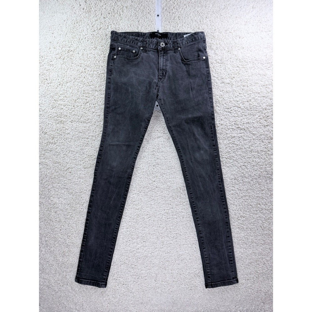 Represent Essential Jeans Mens 34 Black Slim‎ Fit Washed Denim Streetwear